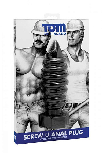 Анальная пробка с ребрами в чёрном цвете XR Brands Tom of Finland TF1372 (20 см)