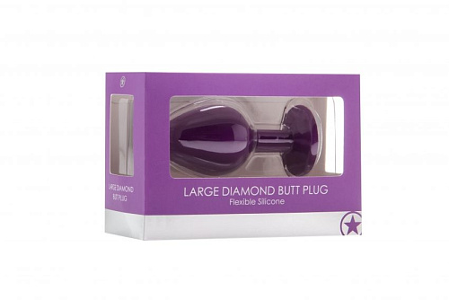 Большая фиолетовая анальная пробка с кристаллом Shots Media BV OUCH! Large Diamond Butt Plug OU182PUR (8 см)