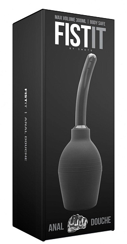 Чёрный анальный душ с изогнутой трубкой Shots Media BV Anal Douche FST007BLK