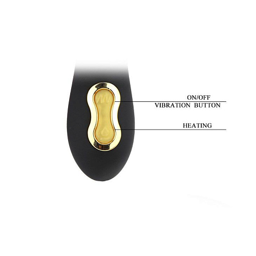 Чёрно-золотой премиум-вибромассажёр с нагревом Baile Flamingo Rechargeable BI-014126-3 (18 см)