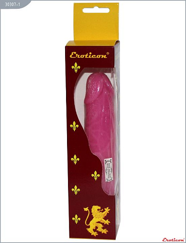 Розовый вибратор-реалистик из ультраскин Eroticon 30307-1 (20 см)