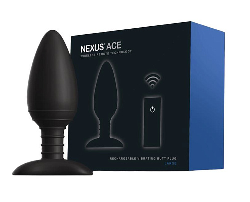 Чёрная вибровтулка с дистанционным управлением Nexus Range ACE LARGE E24804 (14 см)