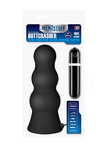 Чёрная анальная втулка большого размера с вибрацией Dream Toys MENZSTUFF VIBRATING BUTTCRASHER PAWN 21019 (20 см)