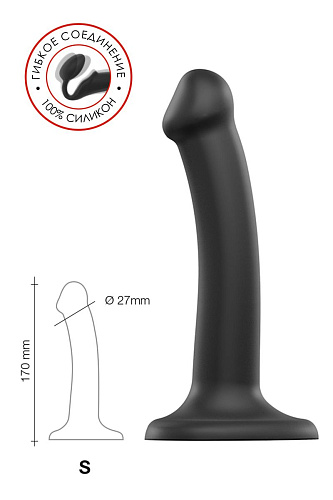 Чёрный фаллос на присоске Strap-on-me Silicone Bendable Dildo S 6013137 (17 см)