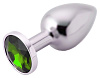 Анальное украшение с зелёным кристаллом Anal Jewelry Plug BUTT PLUG Small SM-03 (7 см)