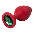 Красная силиконовая анальная пробка с красным стразом 4sexdreaM 47125 (8,2 см)