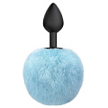 Чёрная анальная пробка с голубым пушистым хвостиком Lola toys Fluffy 4017-03lola