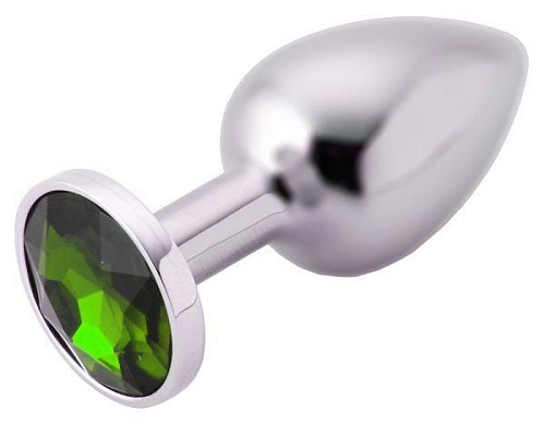 Анальное украшение с зелёным кристаллом Anal Jewelry Plug BUTT PLUG Small SM-03 (7 см)