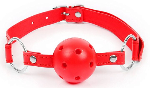 Красный кляп-шарик на регулируемом ремешке с кольцами Bior toys NTB-80533