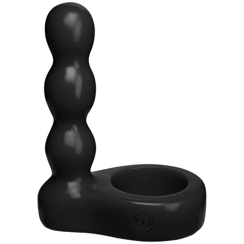 Чёрный анальный стимулятор с силиконовым кольцом Doc Johnson Platinum Premium Silicone The Double Dip 2 Black 0108-12-CD