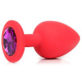 Красная анальная пробка с фиолетовым кристаллом Bior toys SF-70602-04 (9,5 см)