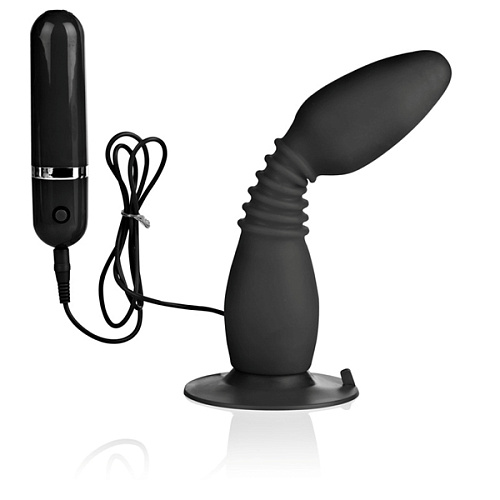 Чёрная анальная пробка с хребтом и присоской California Exotic Novelties COLT Easy Flex Glider SE-6907-03-2 (18,5 см)