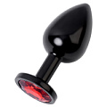 Чёрный анальный плаг с кристаллом красного цвета ToyFa 717008-59 (8,2 см)