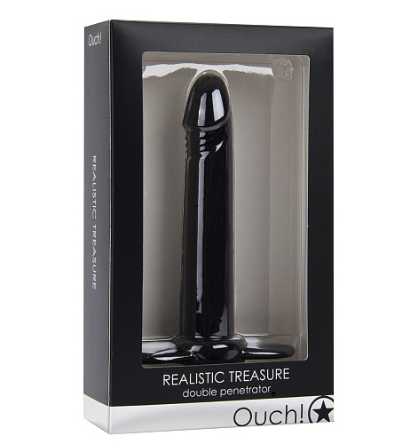 Чёрная насадка на пенис Shots Media BV Realistic Treasure OU058BLK