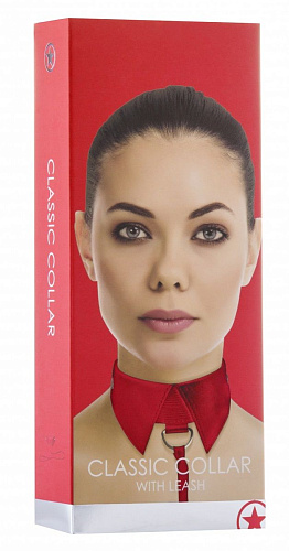 Красный кожаный воротник с поводком Shots Media BV Red OUCH! OU144RED