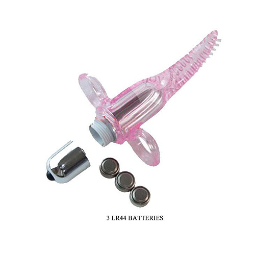 Розовая насадка на палец в виде вибромассажёра с щёточкой Baile BI-014078-0101