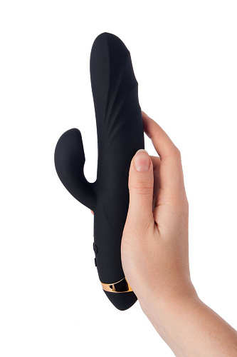Чёрный вибратор с клиторальным отростком WANAME Gulf 481004 (22,5 см)