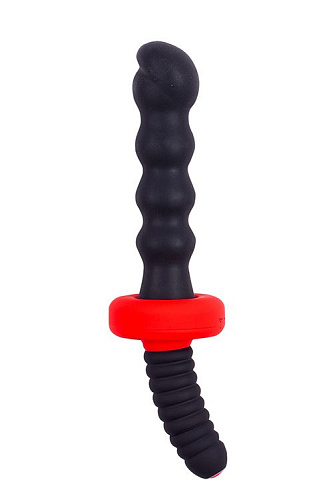 Чёрный двусторонний вибромассажёр для анальной стимуляции Dream Toys MENZSTUFF ASS DAGGER KNOTTED 20900 (30 см)