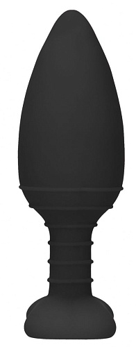 Чёрная анальная пробка с вибрацией и подогревом Shots Media BV Glow ELE015BLK (12 см)