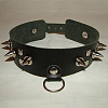Узкий чёрный ошейник без подкладки с шипами Подиум Р295-Б