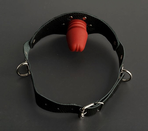 Кляп-фаллос на чёрных ремешках Sitabella 3099-1