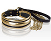Золотисто-чёрный ошейник с поводком Sitabella 3126-18