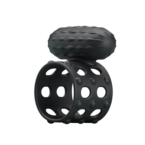 Широкое, чёрное эрекционное кольцо с вибрацией Baile Osborn BI-210170