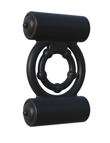 Чёрное силиконовое виброкольцо Pipedream Extreme Double Trouble PD5925-23