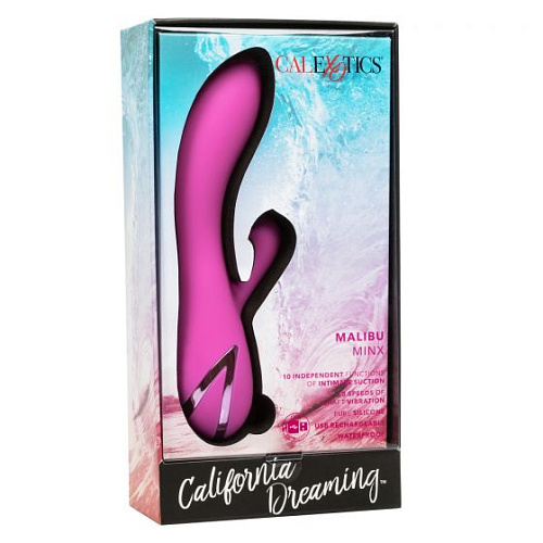 Лиловый вибратор с функцией всасывания California Exotic Novelties Malibu Minx SE-4350-45-3