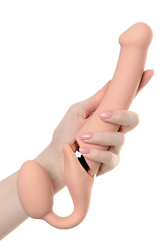 Телесный безремневой вибрострапон Strap-on-me Silicone Bendable Strap-On M 6013892