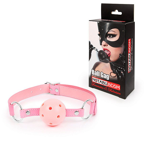 Розовый кляп-шарик на регулируемом ремешке с кольцами Bior toys NTB-80532