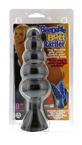 Чёрная анальная ёлочка на ножке NMC BENDABLE BUTT RATTLER 110372 (20,3 см)