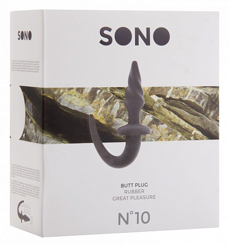 Серая анальная пробка с ручкой Shots Media BV SONO №10 SON010GRY