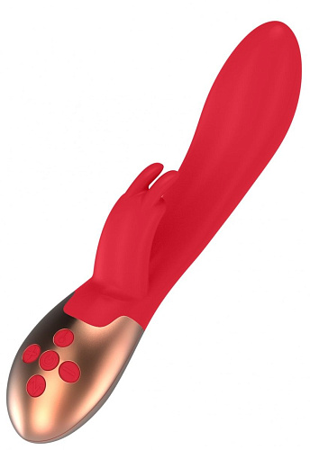 Красный вибратор с функцией нагрева и клиторальной стимуляцией Shots Media BV Opulent ELE003RED (20 см)