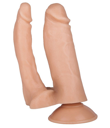 Двойной фаллоимитатор на присоске телесного цвета Сумерки богов 101-08 BX DD (13,5 см)