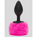 Чёрная анальная пробка с розовым хвостом Happy Rabbit Medium Bunny Tail Butt Plug 80244