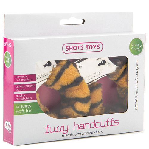 Меховые тигровые наручники Shots Media BV SHT255TIG