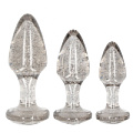 Набор из 3 серебристых анальных пробок Shots Media BV Acrylic Goldchip Butt Plug Set OU479SIL