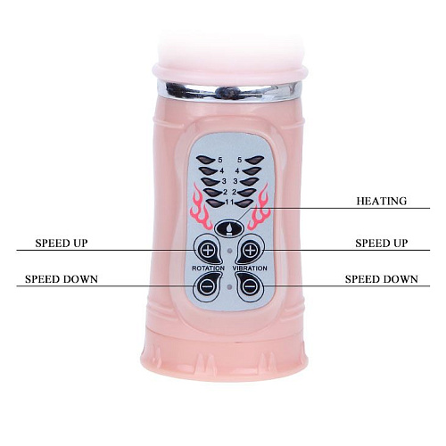 Вибромассажёр телесного цвета с ротацией и с подогревом Baile BW-062001-1002 (26 см)