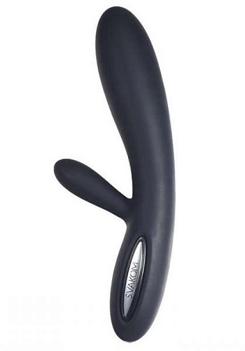 Чёрный вибратор с клиторальным стимулятором и с уникальной функцией подогрева Svakom Lester SLDV-01-02