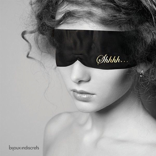 Чёрная маска-повязка на глаза Bijoux Indiscrets Shhh Blindfold 0031