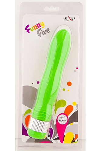 Зелёный водонепроницаемый вибратор Sexus Funny Five 931006-7 (21,5 см)