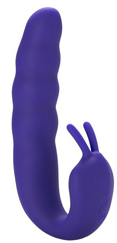 Фиолетовый вибратор Howells Ribbed Dual Stimulator with Rolling Ball 183316Purp (17 см)