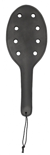 Чёрная шлёпалка Shots Media BV Saddle Leather Paddle With 8 Holes PAI020BLK (40 см)