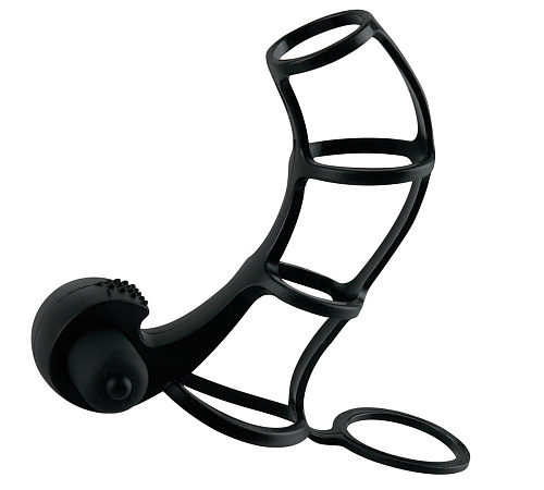 Чёрная вибронасадка Pipedream Beginners Silicone Power Cage PD4141-23 (12 см)