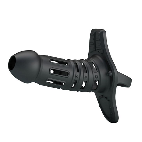 Чёрная рельефная насадка на пенис Baile Hercules Penis Sleeve BI-026232 (11,5 см)