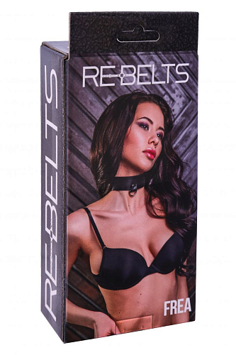 Чёрный ошейник с маленьким колечком-креплением Rebelts Frea 7746-01