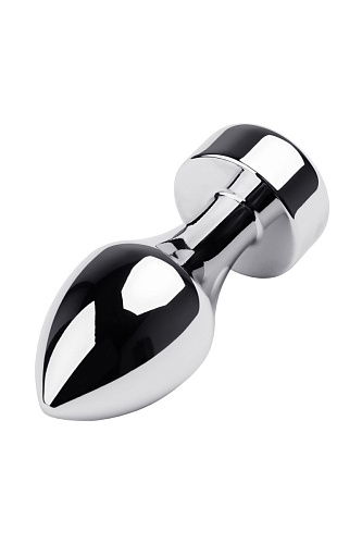 Серебристая анальная втулка с красным кристаллом ToyFa 717030-9 (9,5 см)