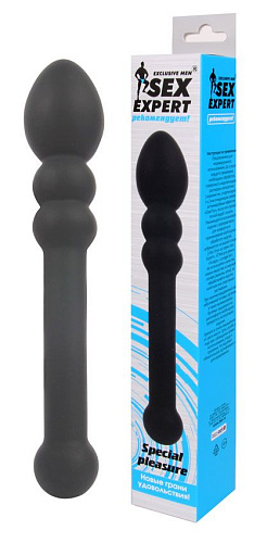 Чёрный двусторонний анальный стимулятор Bior toys SEM-55089 (21 см)