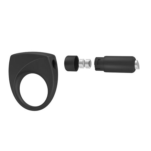 Чёрное эрекционное кольцо с вибрацией OVO B6 BLACK